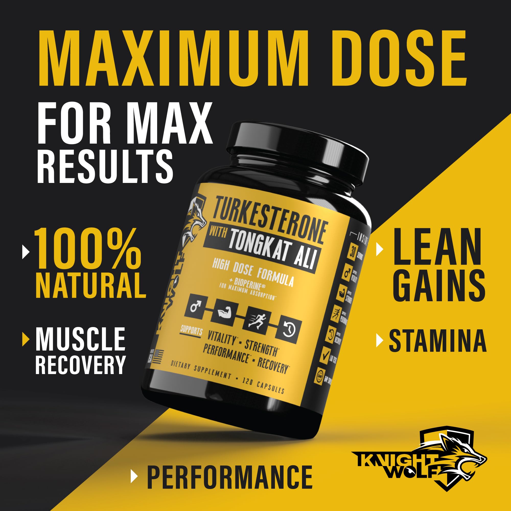 Knight Wolf Supps Tongkat Ali extract image emphasizes energy and drive support