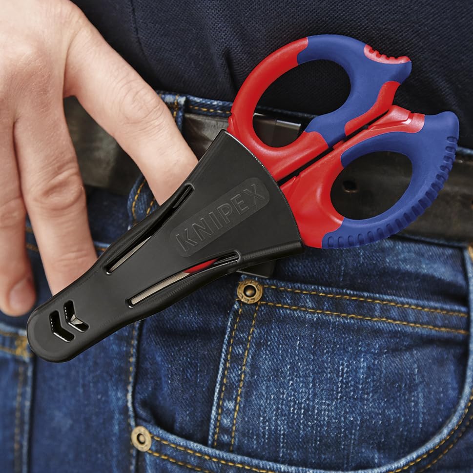 KNIPEX Electrician's Shears ergonomic grip reduces hand fatigue.