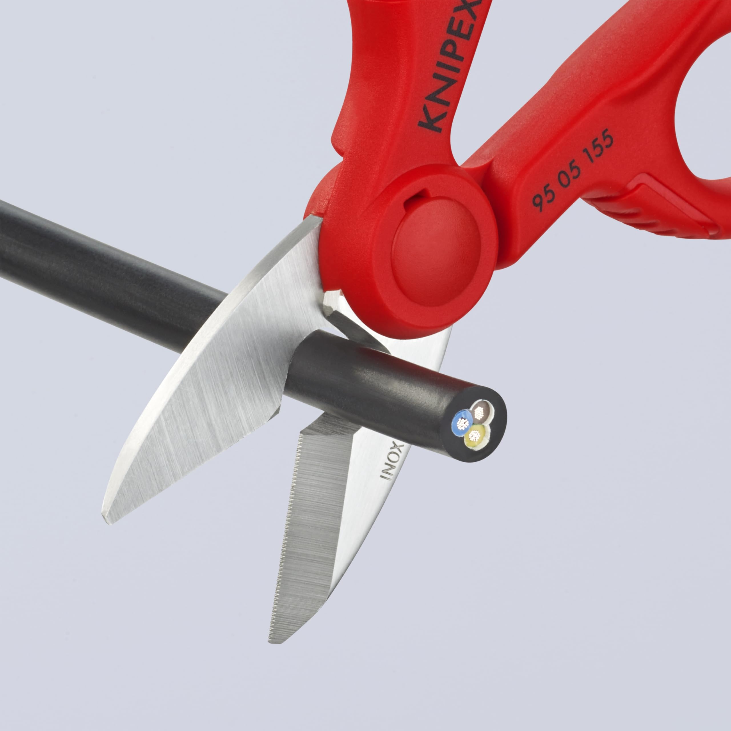 KNIPEX Electrician's Shears 56 HRC hardness for durable cuts.