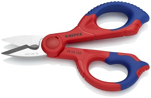 KNIPEX Electrician's Shears with fine serration grip wires securely for clean cuts.