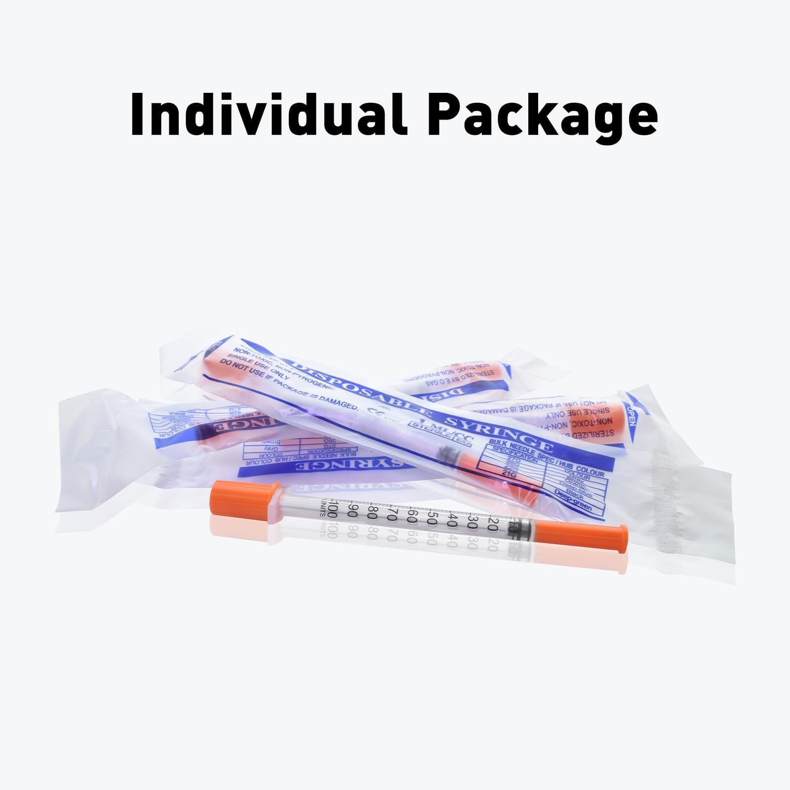 Knixxo U-100 syringe individually wrapped for hygienic single-use.