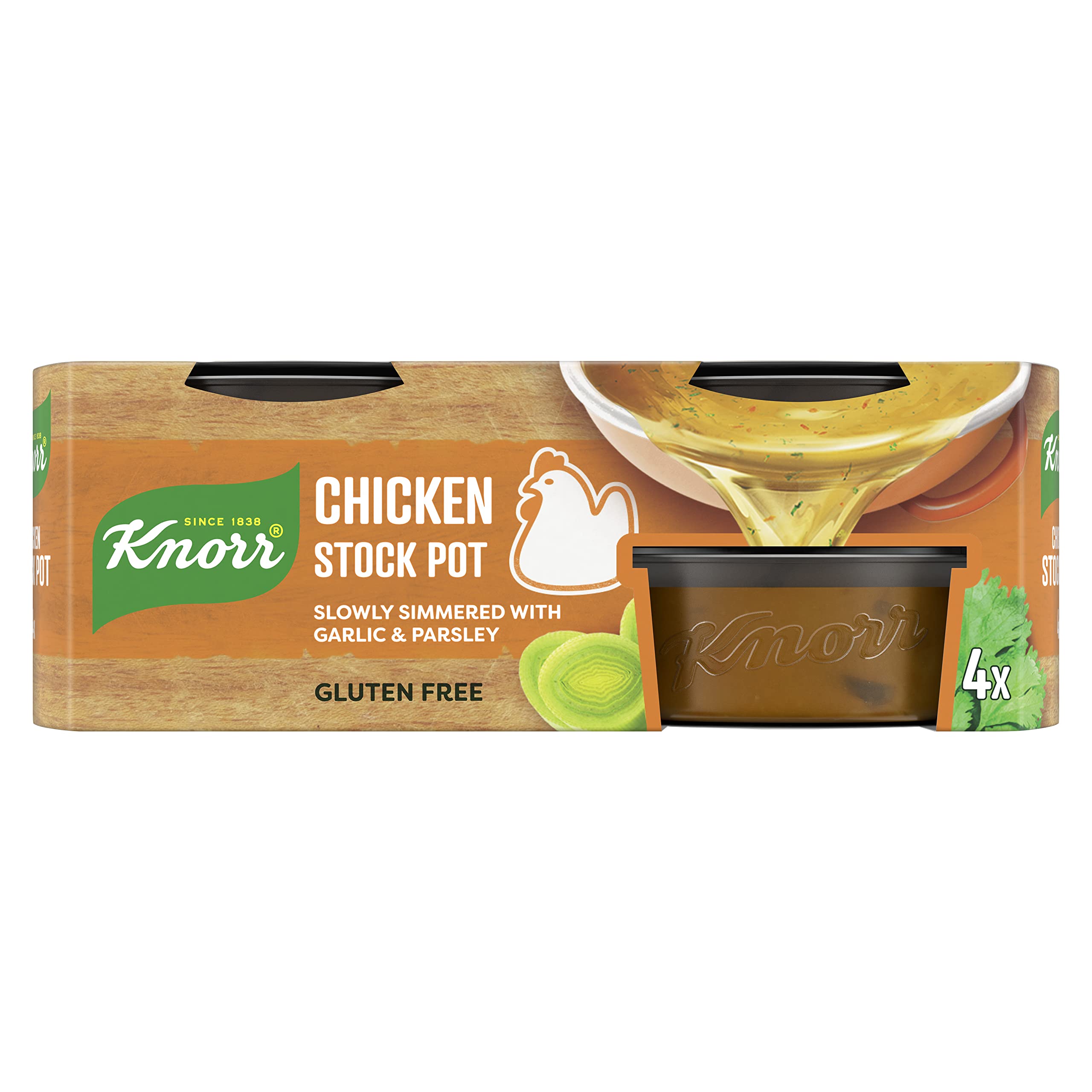 Knorr Chicken Stock Gel Pot pan-simmer view highlighting use in cooking.