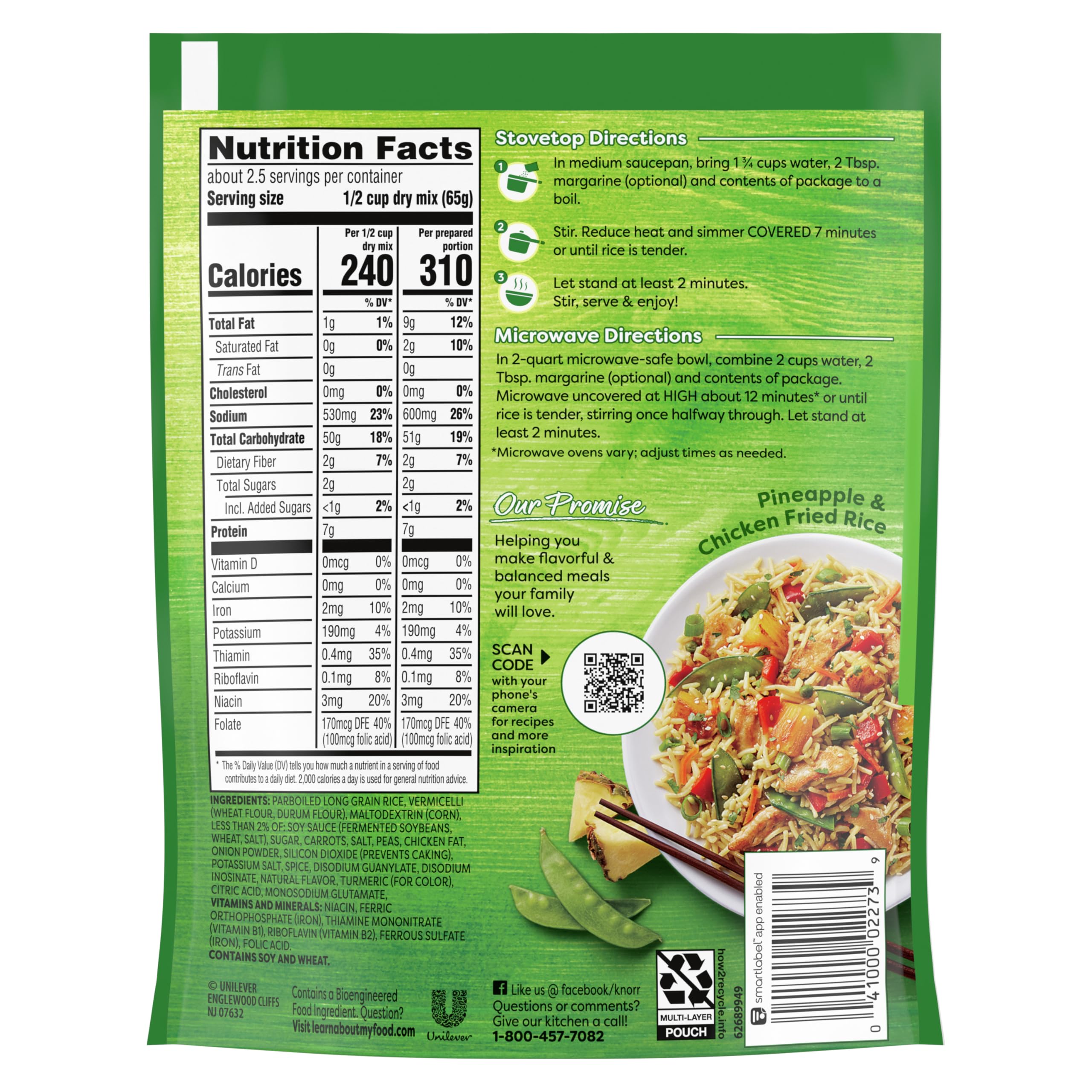 Knorr Rice Sides chicken fried rice on stove top in seven minutes.