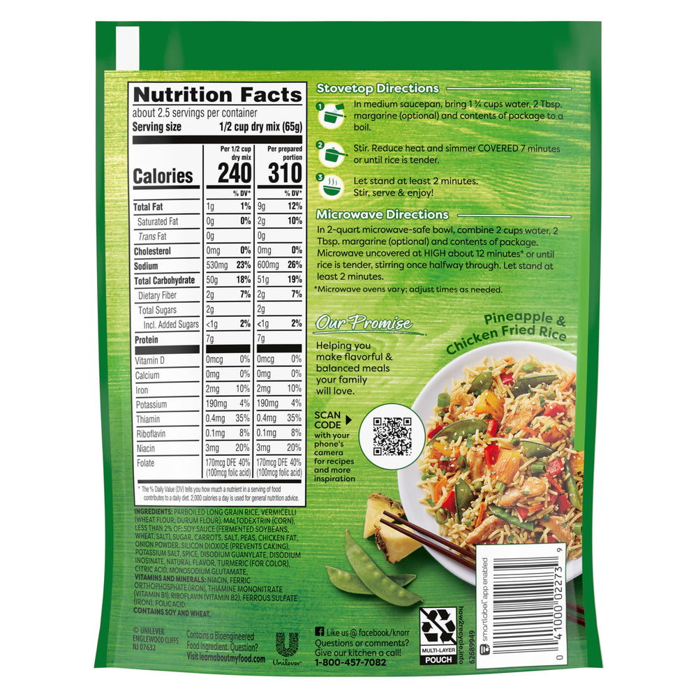 Knorr Rice Sides chicken fried rice on stove top in seven minutes.