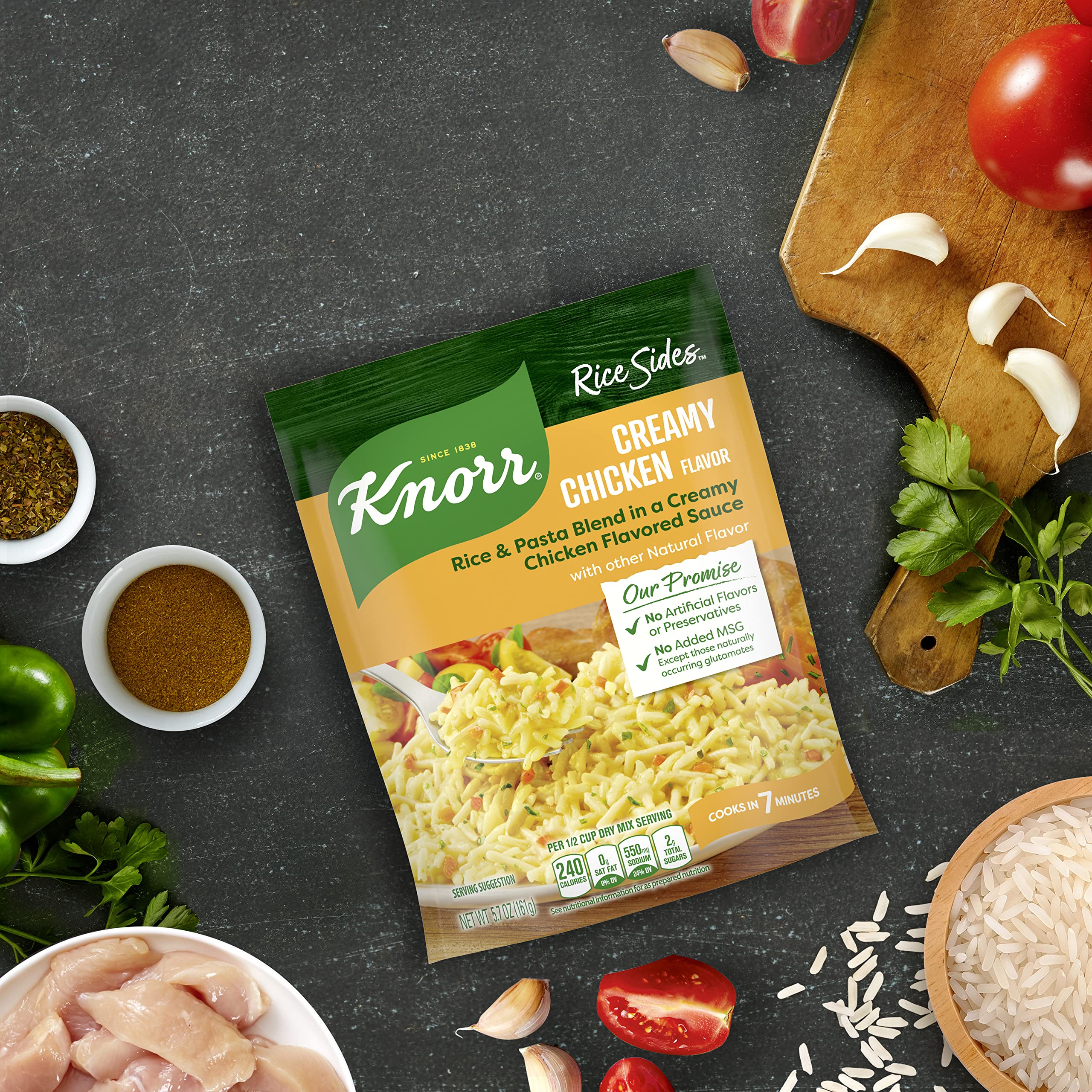 Knorr Rice Sides Creamy Chicken on the kitchen counter ready to cook.