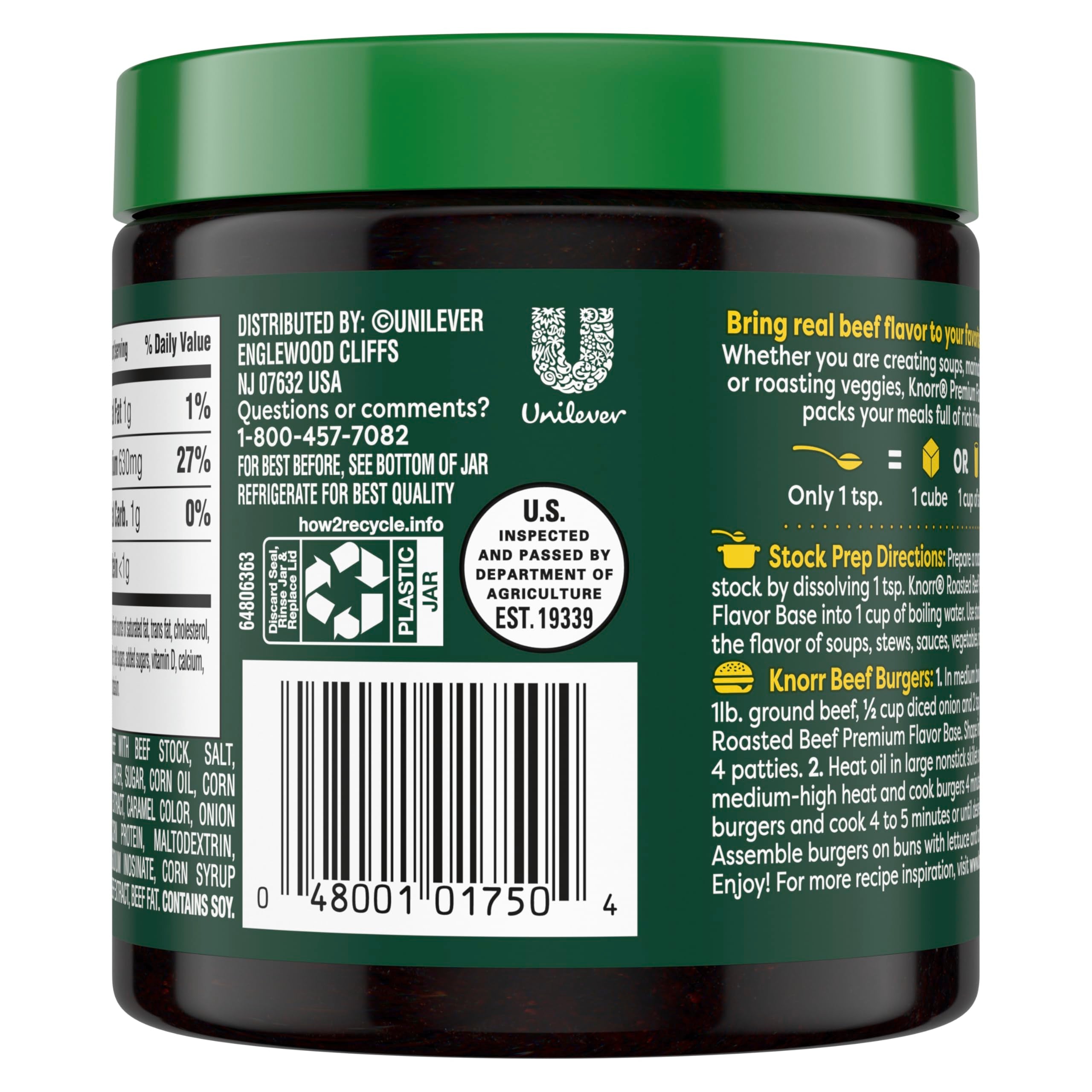 Measuring teaspoon beside Knorr Roasted Beef Base shows easy portion control