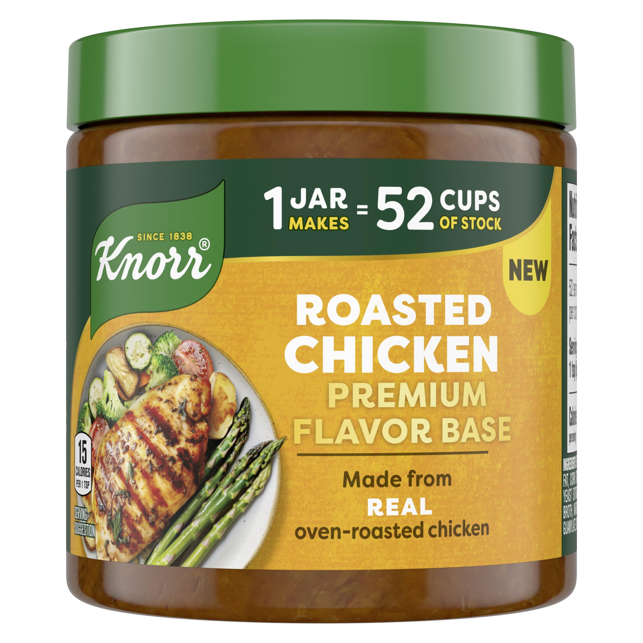 Knorr Roasted Chicken Flavor Base jar illustrating rich at-home flavor for soups and sauces.