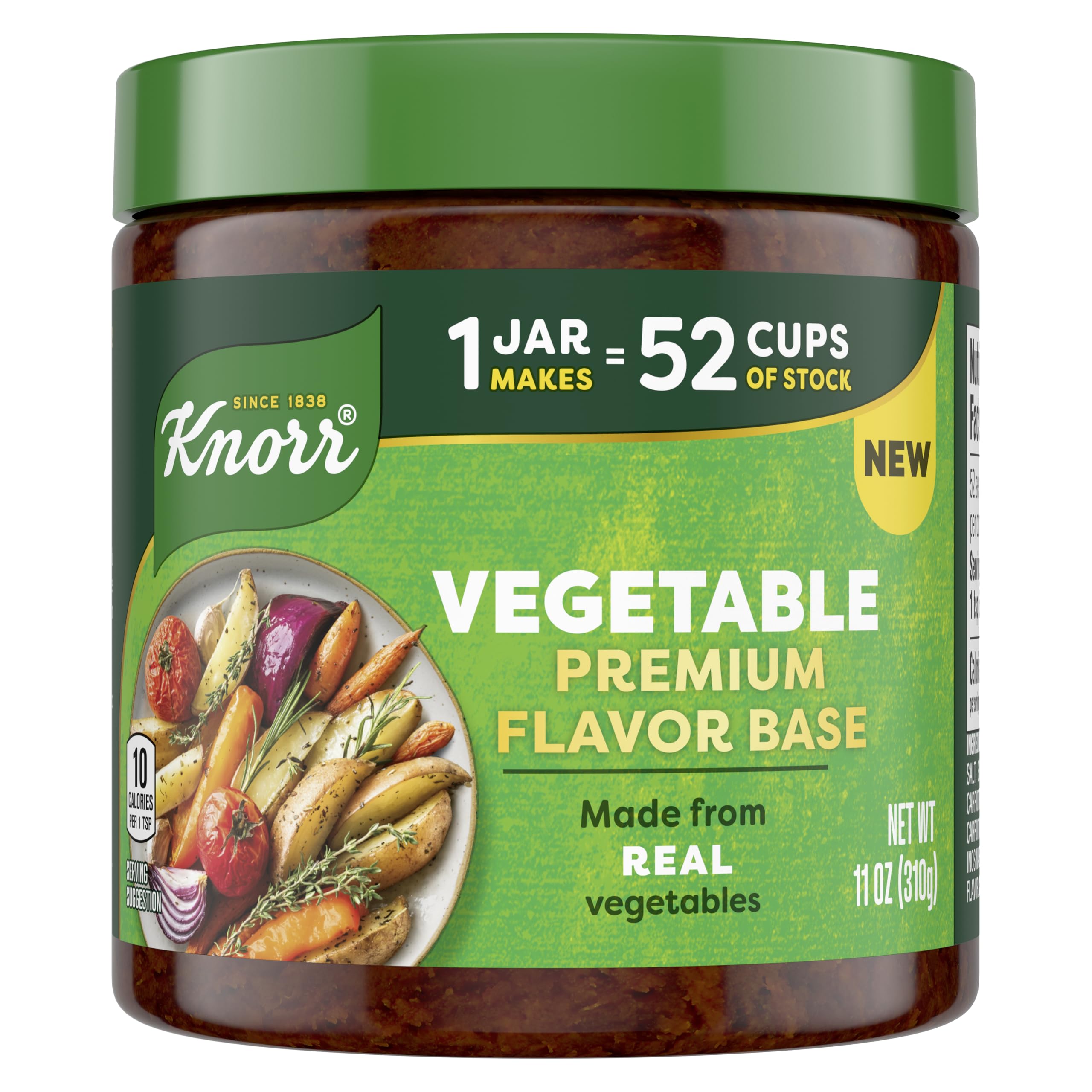 Knorr Vegetable Premium Flavor Base jar close-up showing brand and packaging for authentic flavor.