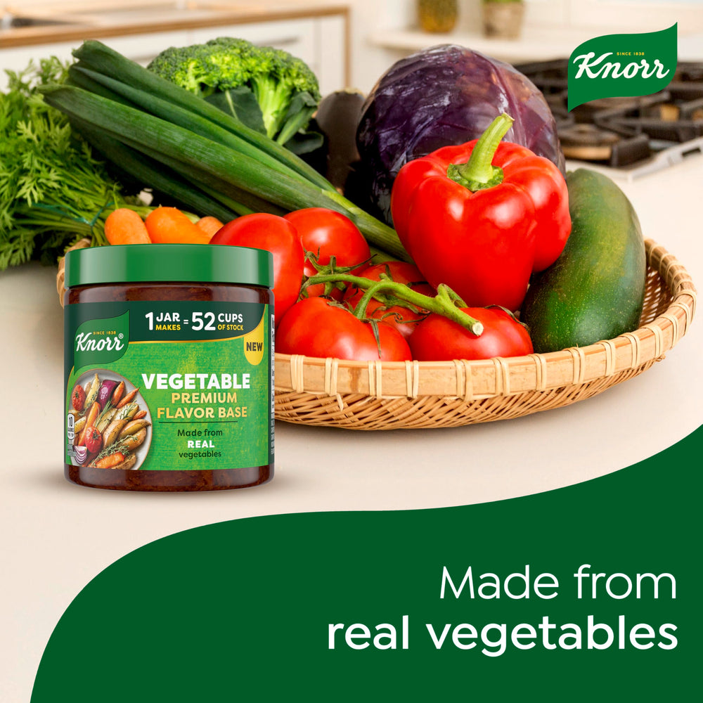 Knorr Vegetable Premium Flavor Base adds depth to roasted vegetables for a savory finish.
