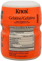 Knox gelatin powder beside a measuring spoon ready to dissolve for neutral thickening.