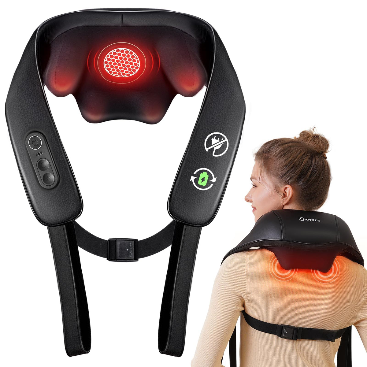 KNQZE neck and shoulder massager with heat front view for targeted relief