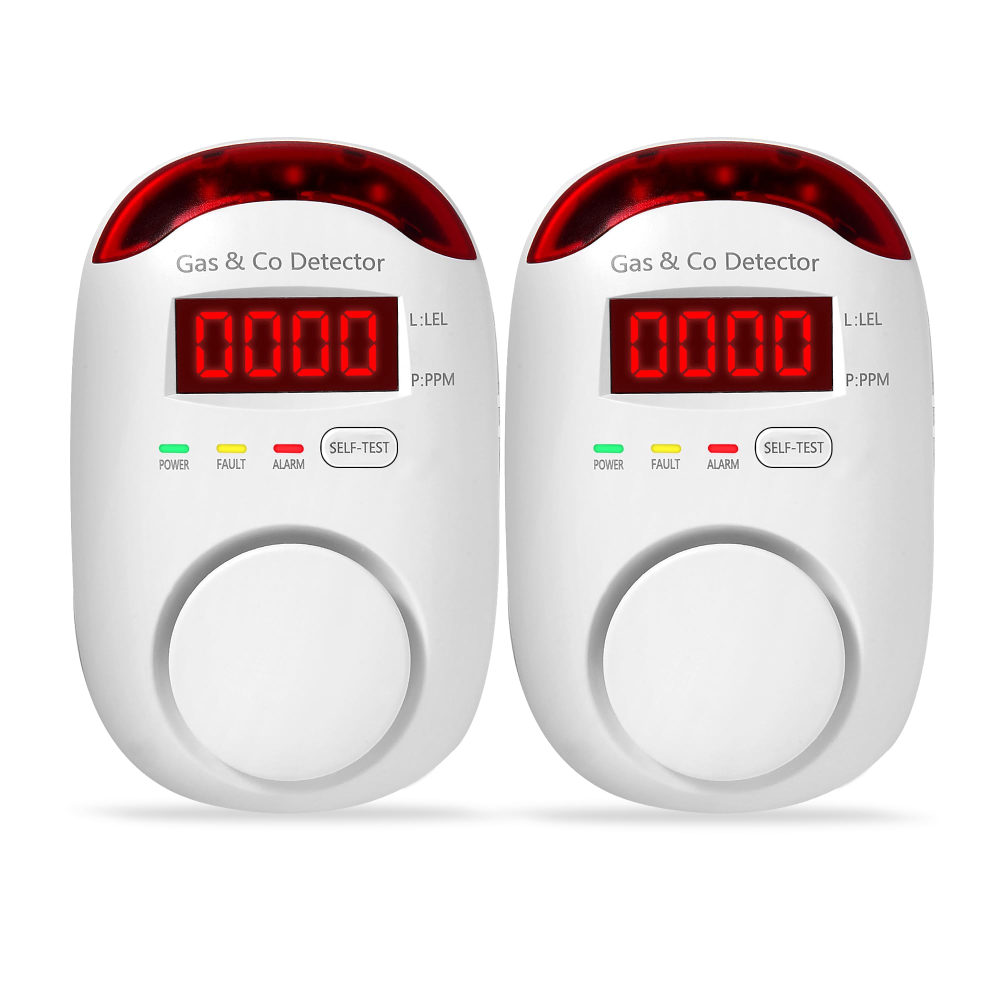 KOABBIT 2packs gas and CO detector front view for home safety