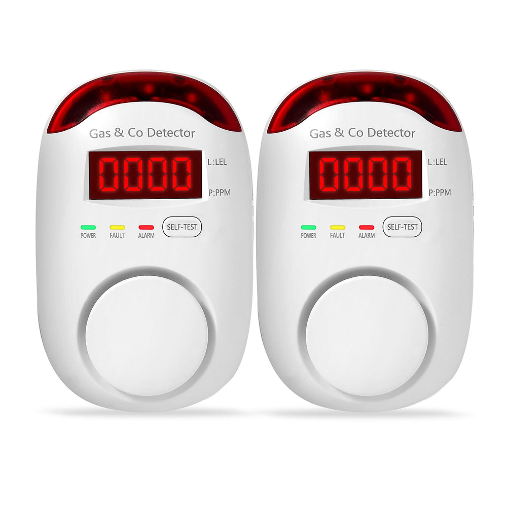 KOABBIT 2packs gas and CO detector front view for home safety