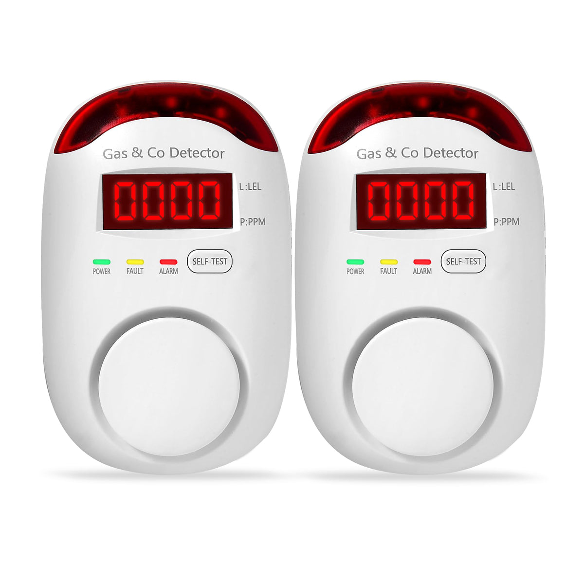 KOABBIT 2packs gas and CO detector front view for home safety