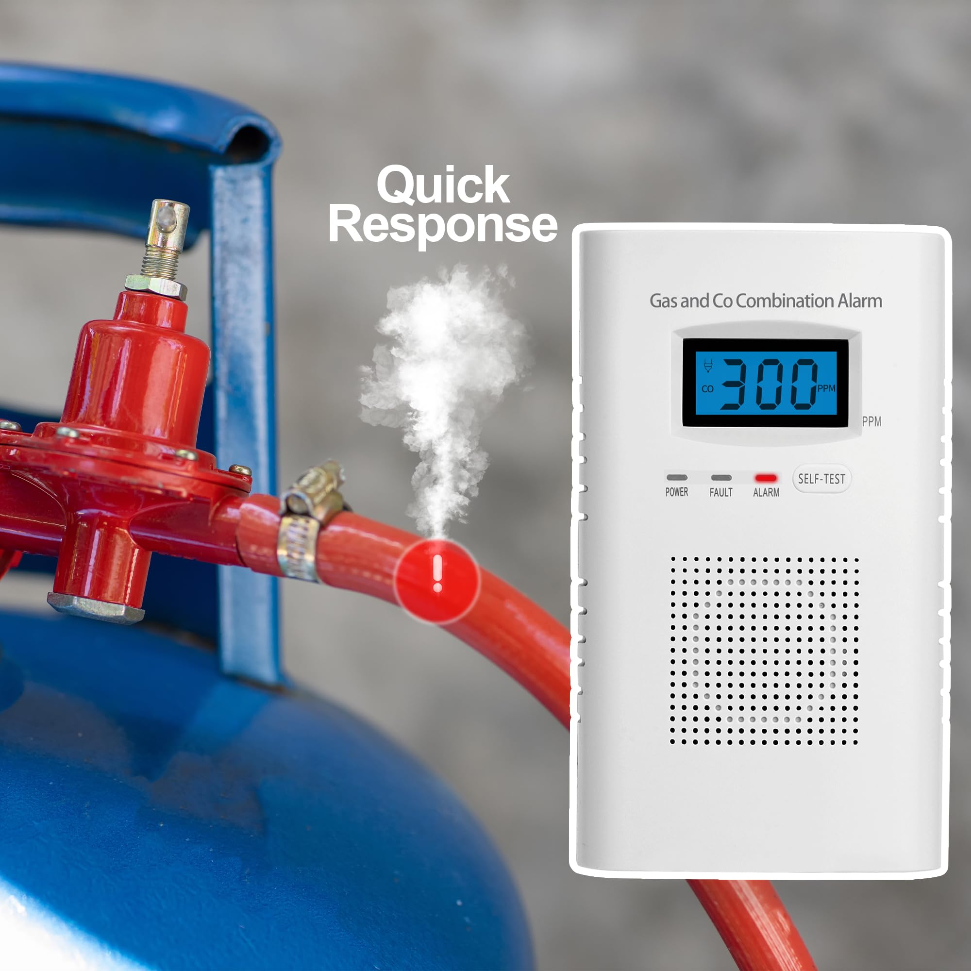 KOABBIT alarm and visual indicator demonstrate loud alert and status visibility.