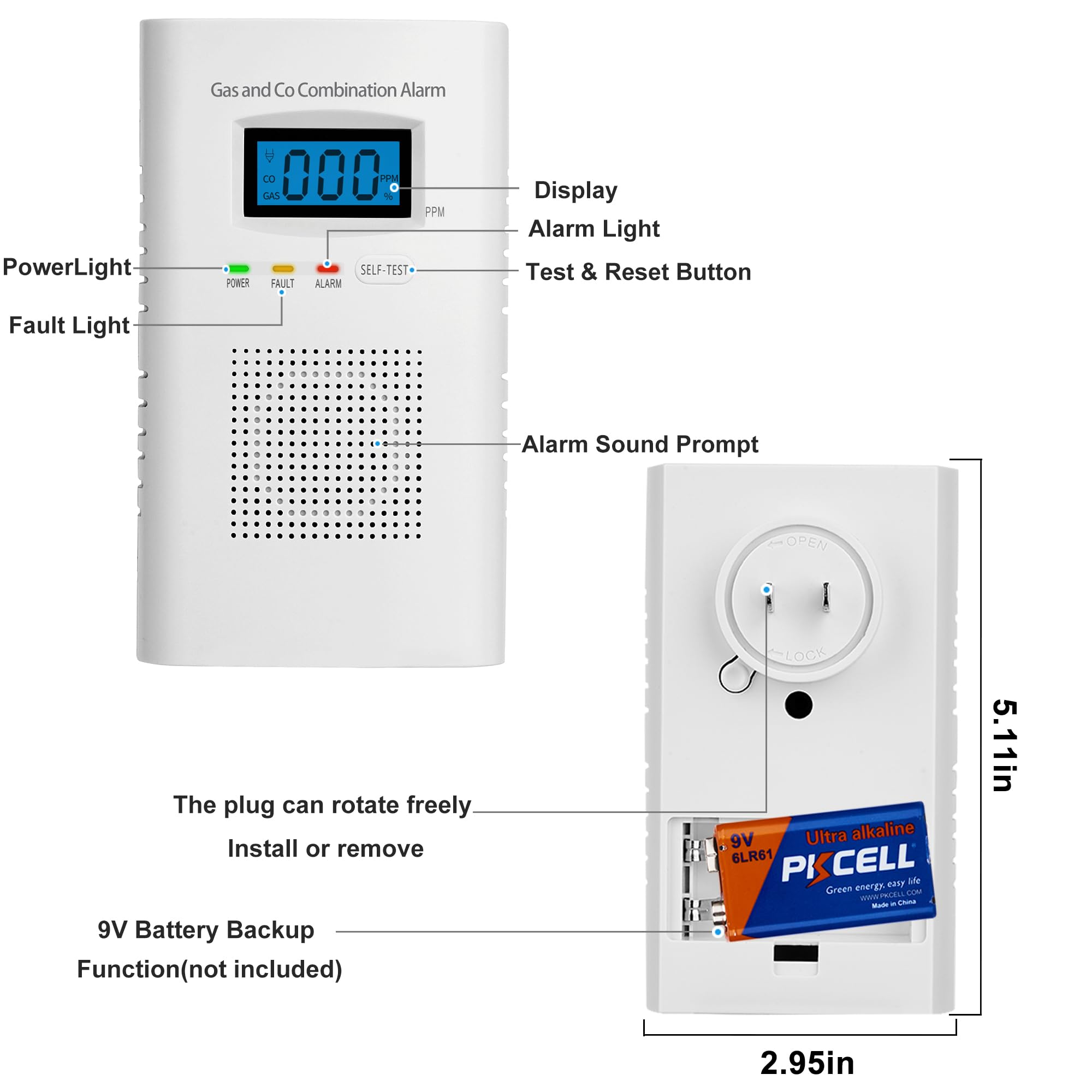 KOABBIT CO detector LCD display shows real-time gas levels for quick safety decisions.