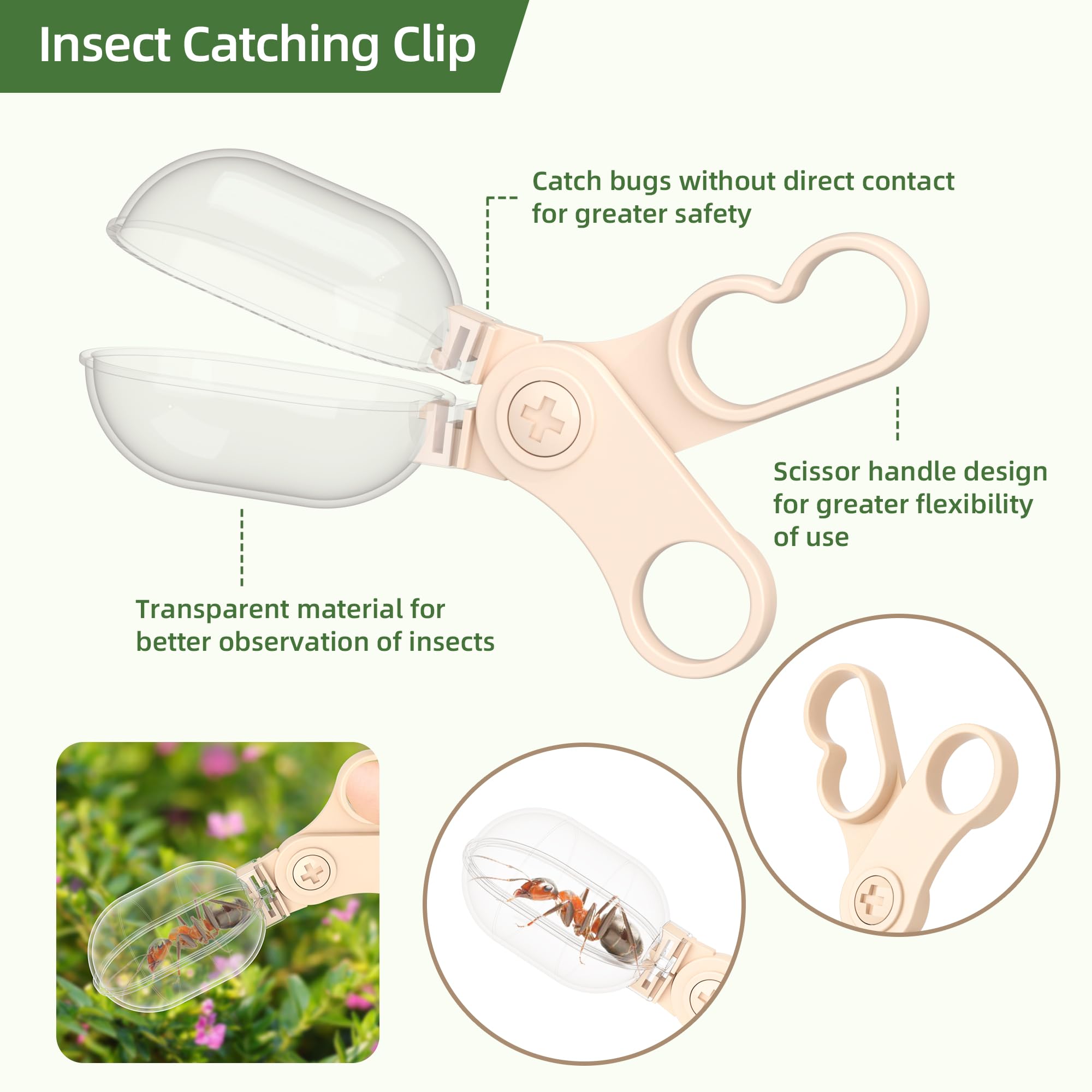 KOALA DIARY tweezers and insect clip for gentle bug handling.