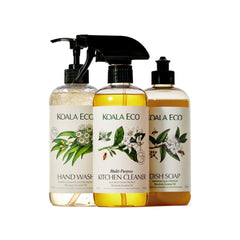 Koala Eco gift set 3-pack hand wash bottle with Rosalina and peppermint, refreshing skin cleanse