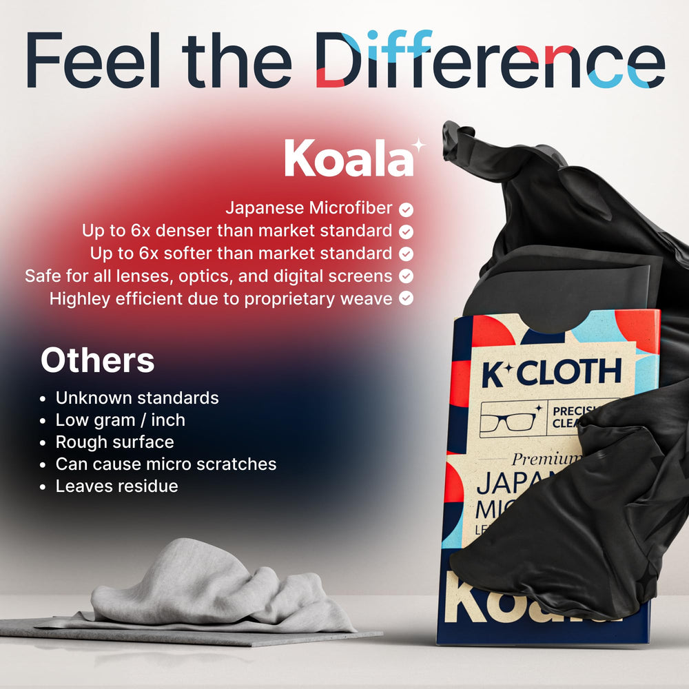 Koala glasses and screen cleaning cloth for spotless eyewear and displays.