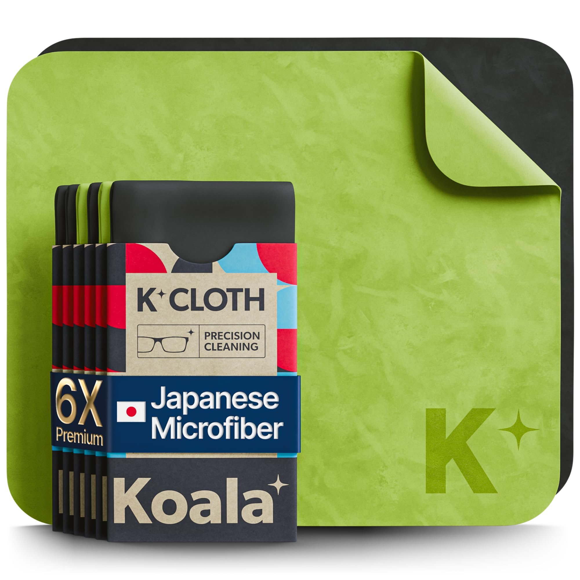 Koala lens cleaning cloth with Japanese microfiber for clear, streak-free lenses.