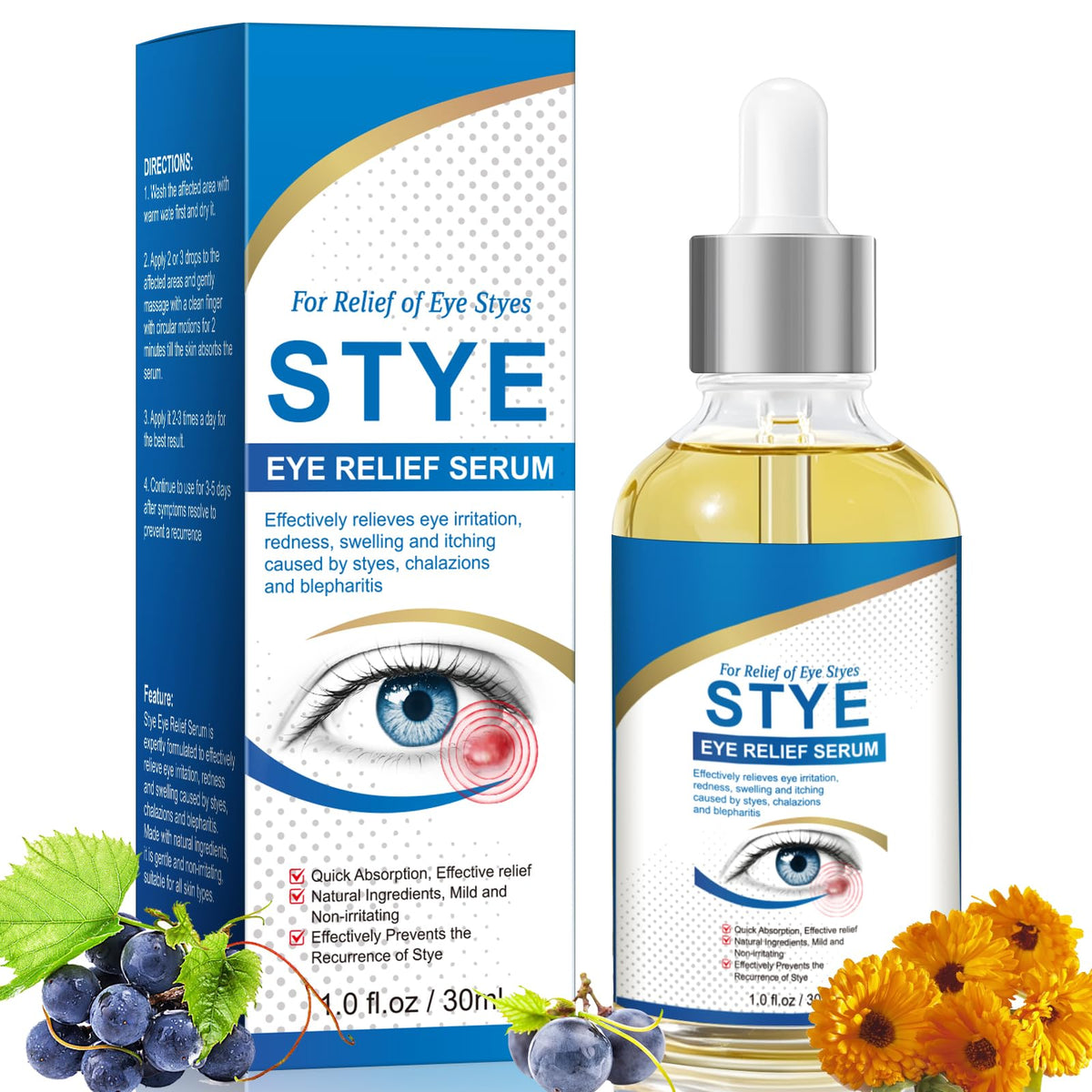KODASNY Stye Eye Treatment bottle front, calming formula for sensitive eye area.