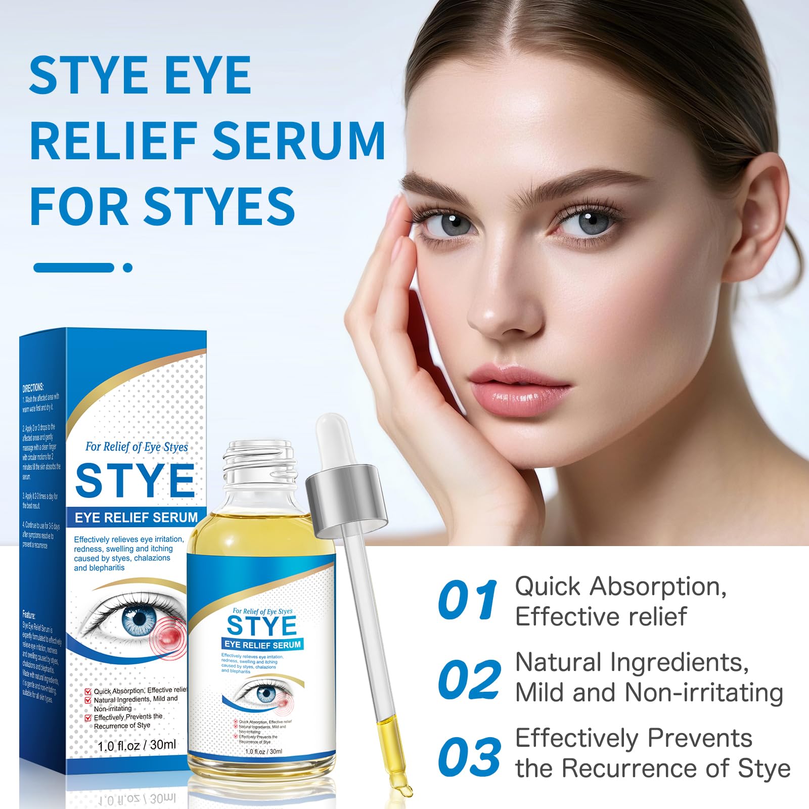 KODASNY Stye Eye Treatment dropper closeup, precise dosage for targeted relief.