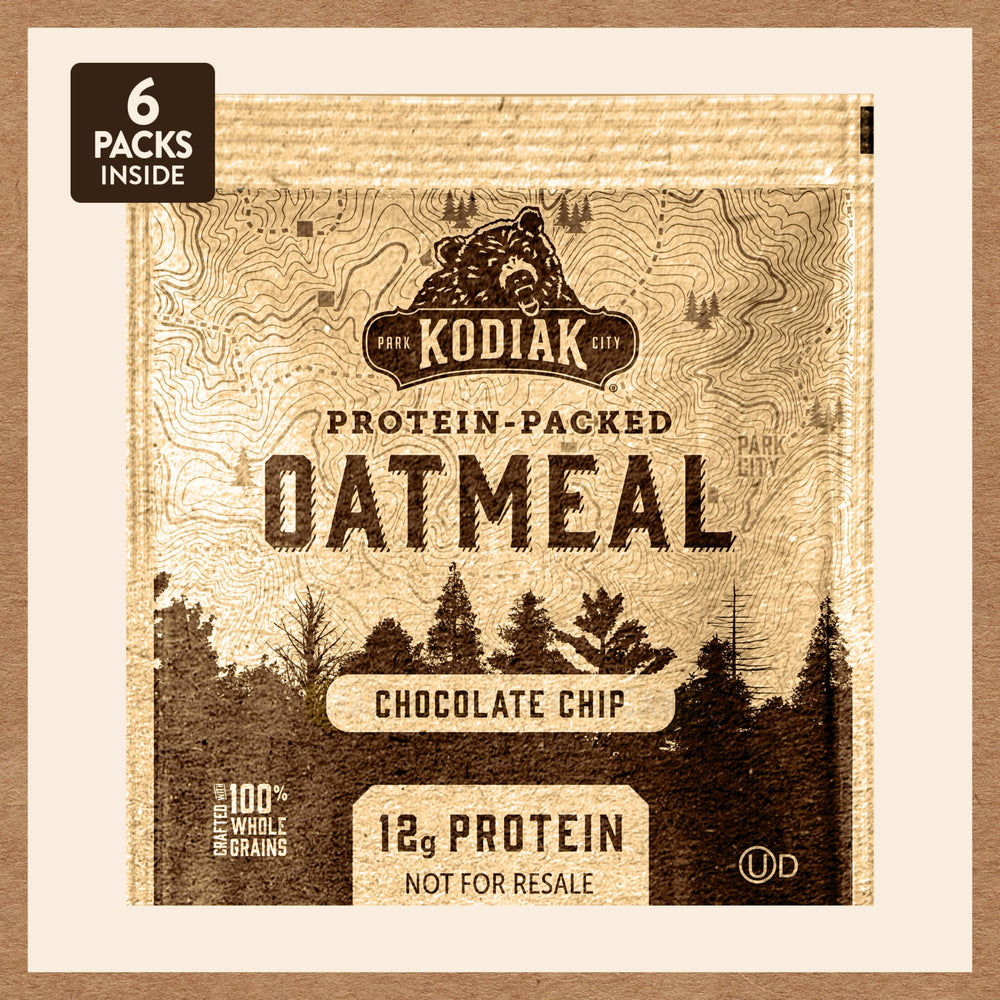 Backpack-ready Kodiak Cakes oat packets for outdoor adventures.