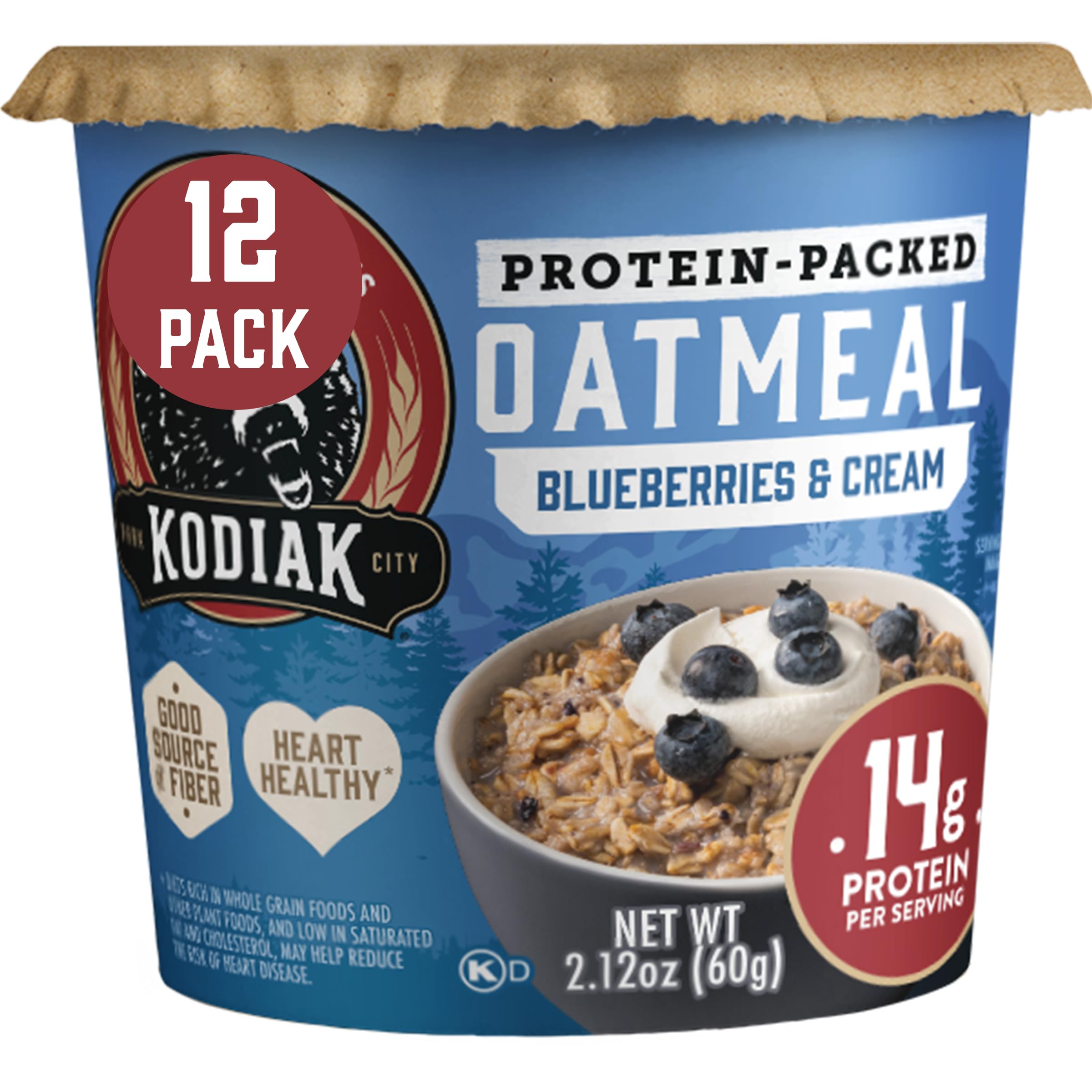 Kodiak Cakes Blueberries & Cream Oatmeal Cups with vibrant blueberries and creamy oats for quick breakfast