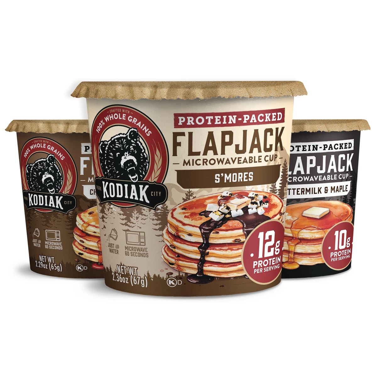 Kodiak Cakes buttermilk flapjack cups on a plate offer a quick protein-packed breakfast.