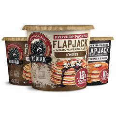 Kodiak Cakes buttermilk flapjack cups on a plate offer a quick protein-packed breakfast.