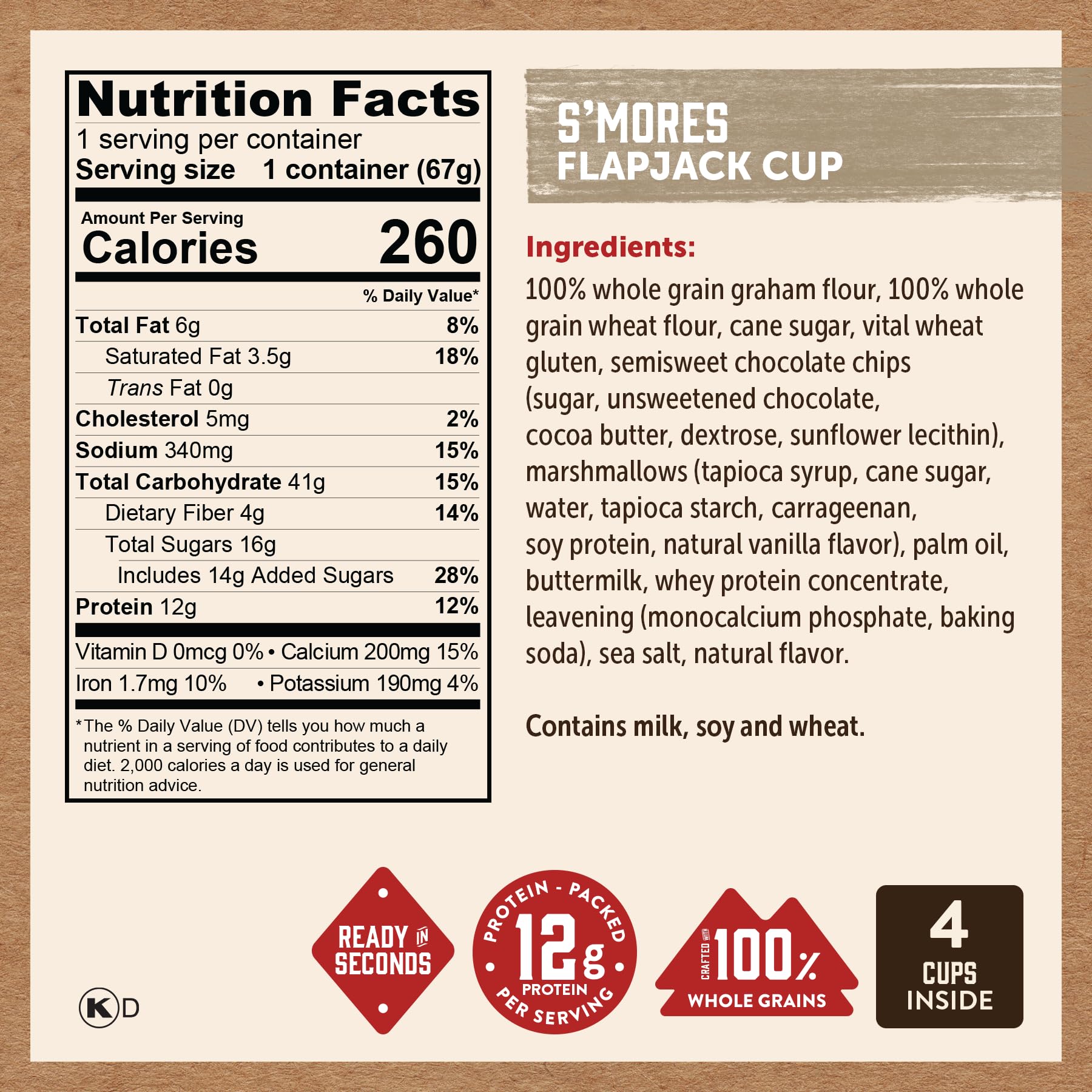 Kodiak Cakes chocolate chip flapjack cups ready for a portable morning boost.