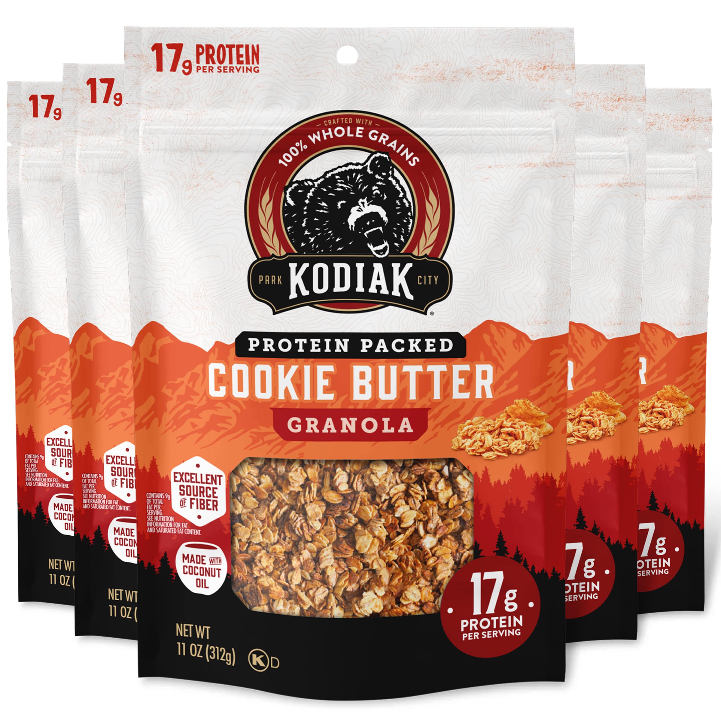 Kodiak Cakes Granola Cookie Butter pack shot with five resealable pouches