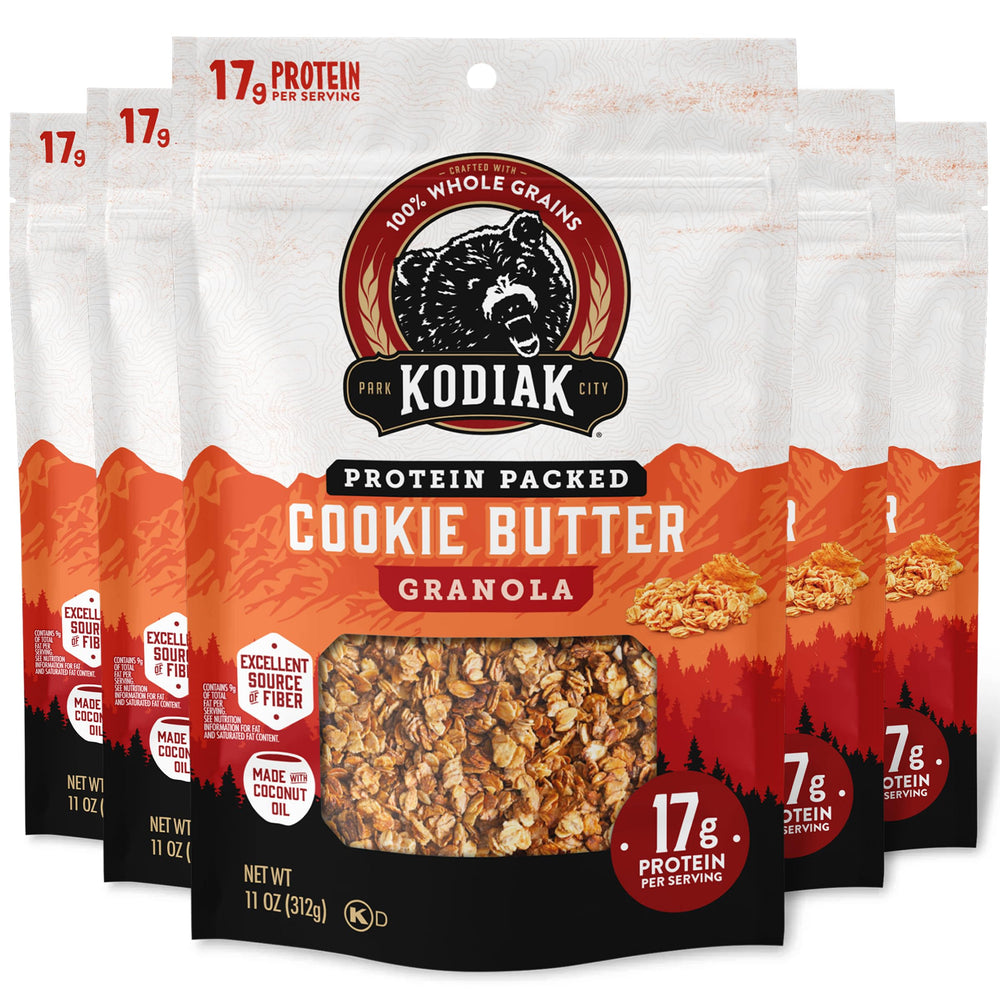 Kodiak Cakes Granola Cookie Butter pack shot with five resealable pouches