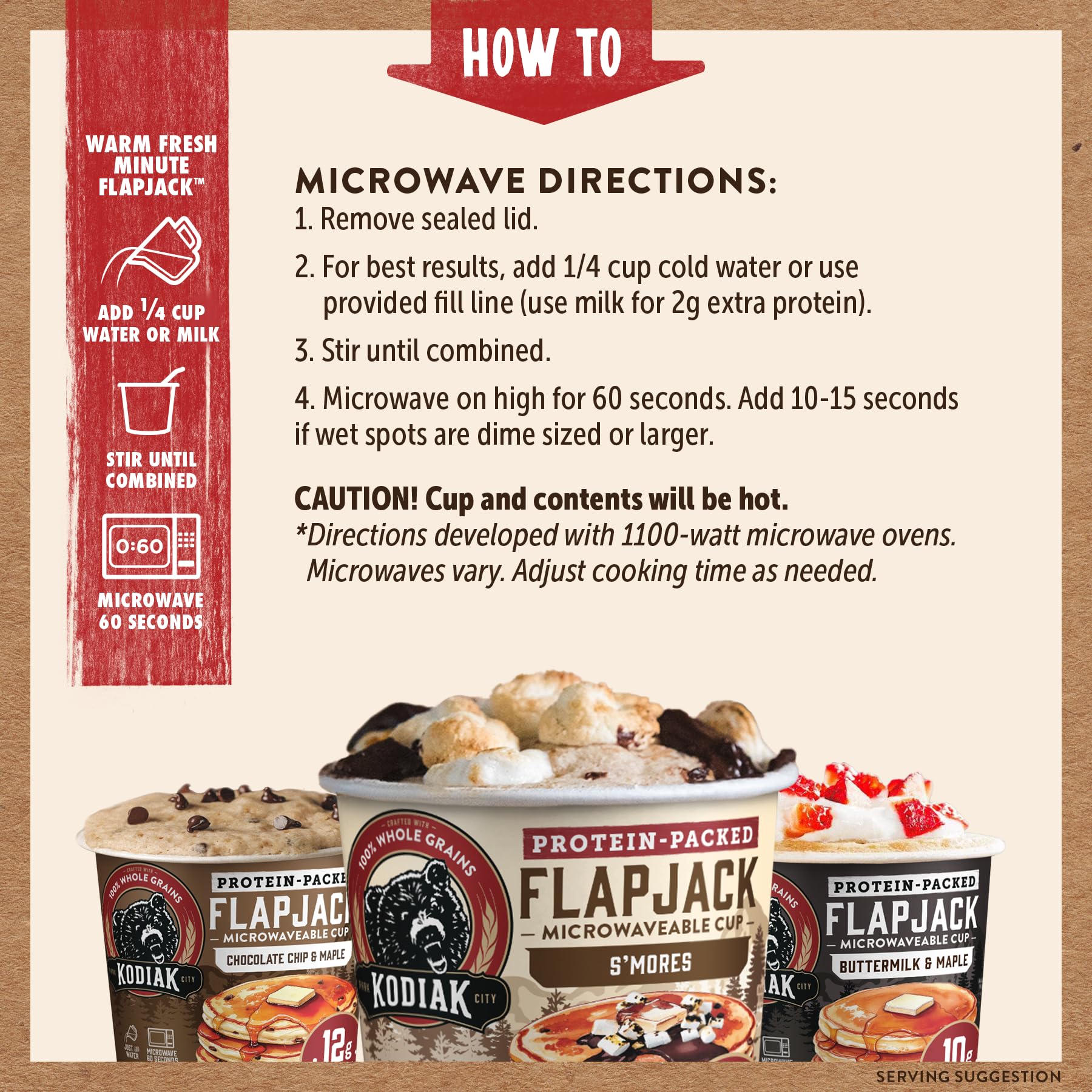 Kodiak Cakes flapjack cups with syrup-ready design speed up easy breakfasts.