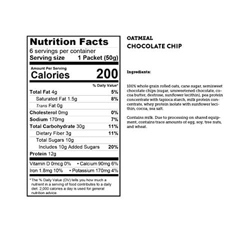 Kodiak Cakes chocolate chip oatmeal packets ready for quick, high-protein breakfast.