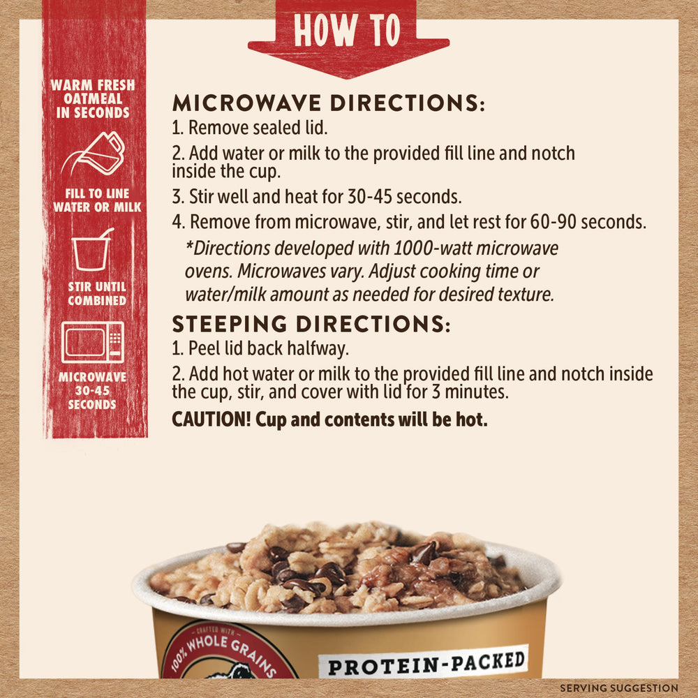 Kodiak Cakes cup microwaves in under a minute, ideal for busy mornings.