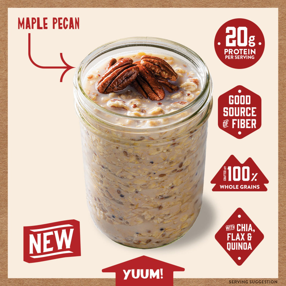 Fiber-rich mix from oats, chia, flax, quinoa for fullness