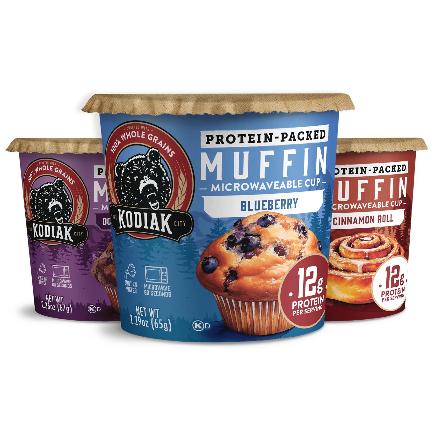 Kodiak Cakes Minute Muffin Cup Double Dark Chocolate in cup for quick protein on the go