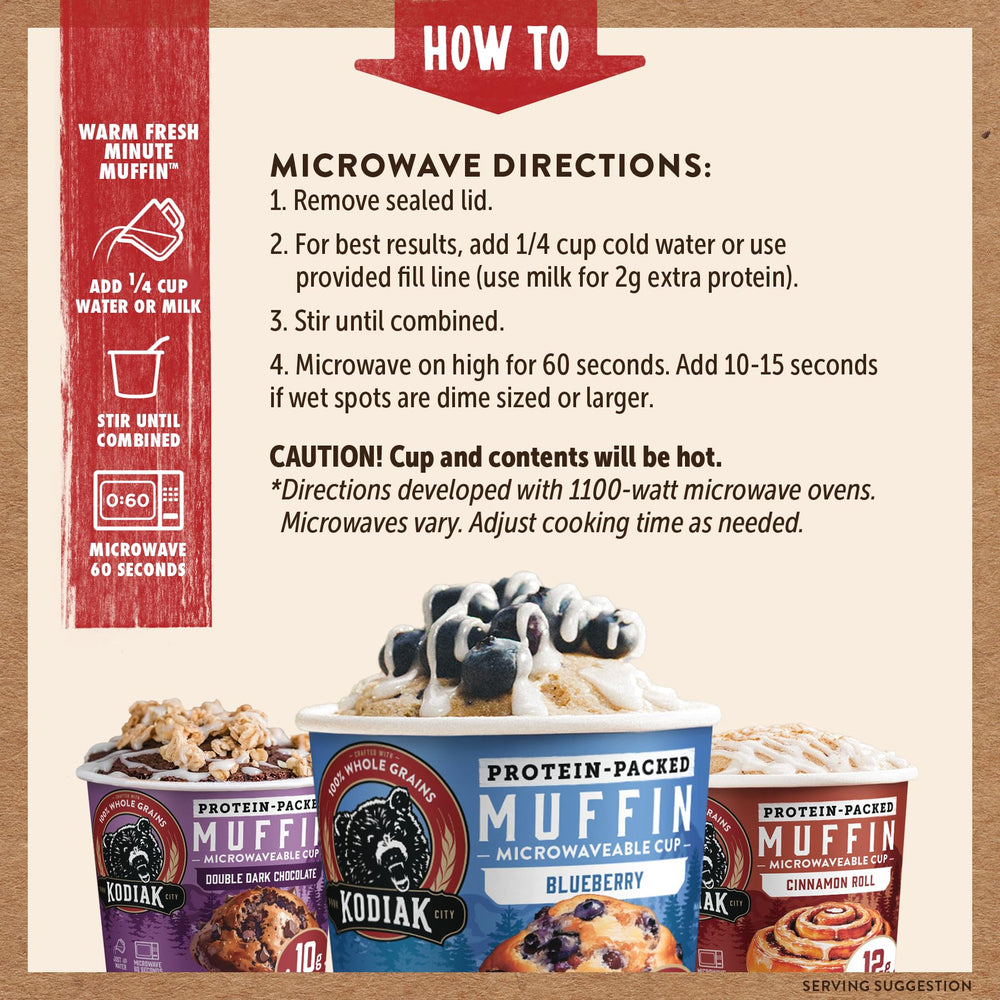 Kodiak Cakes Minute Muffin Cup on-the-go setup ideal for gym bag breakfasts
