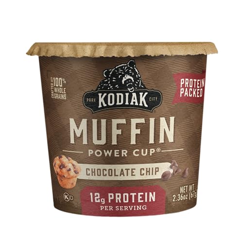Kodiak Cakes Minute Muffins Chocolate Chip protein-rich bite for a sustained energy boost.