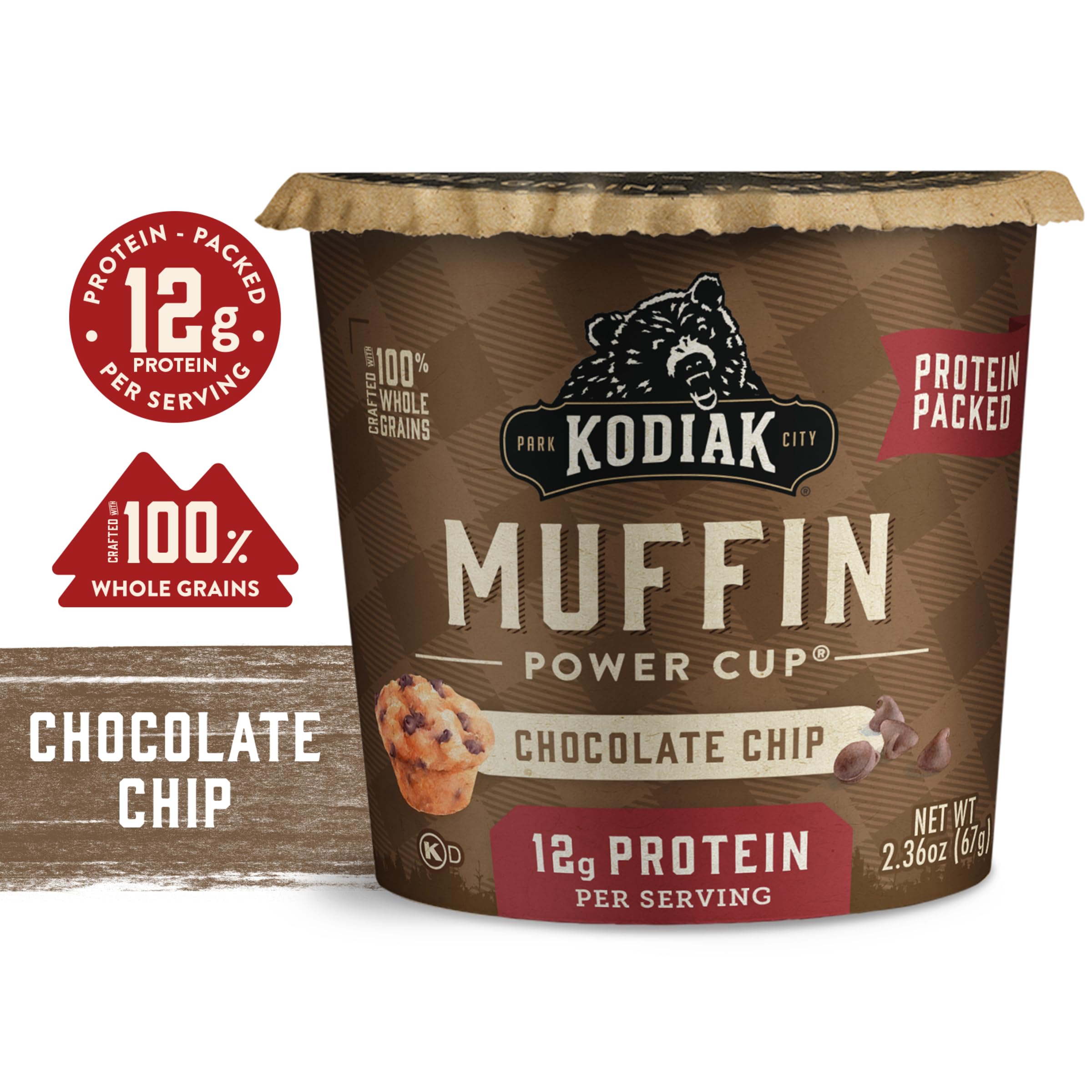 Kodiak Cakes Minute Muffins Chocolate Chip quick-snack format for busy days.