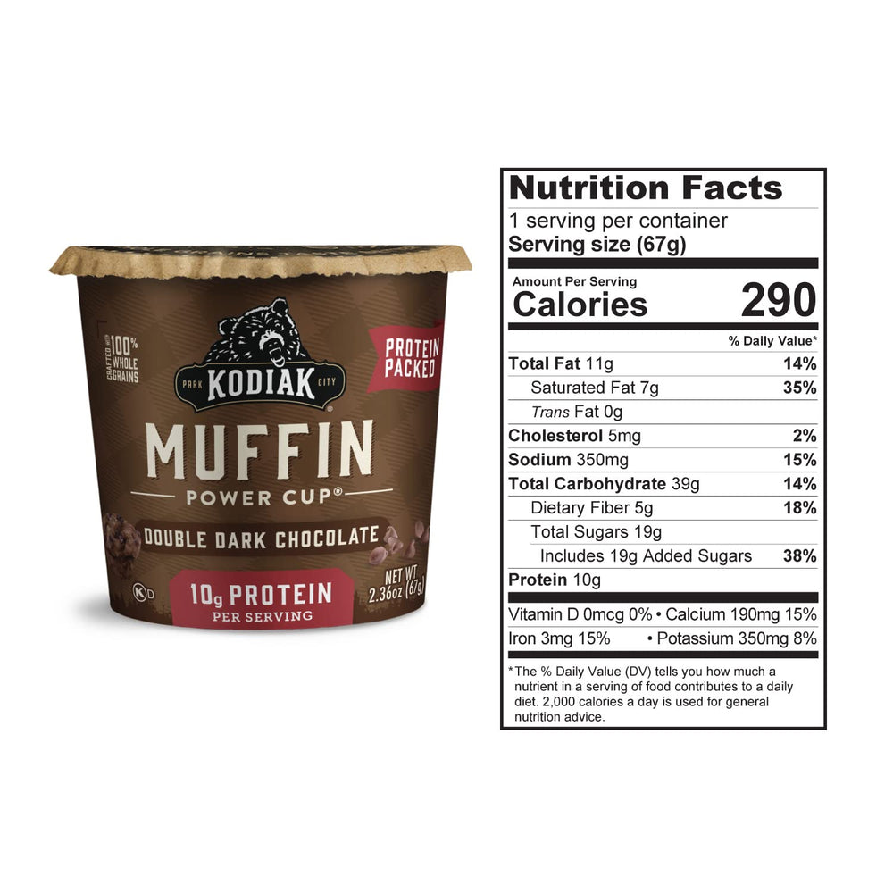 Steam rises from Kodiak Cakes Minute Muffins as a warm breakfast treat.