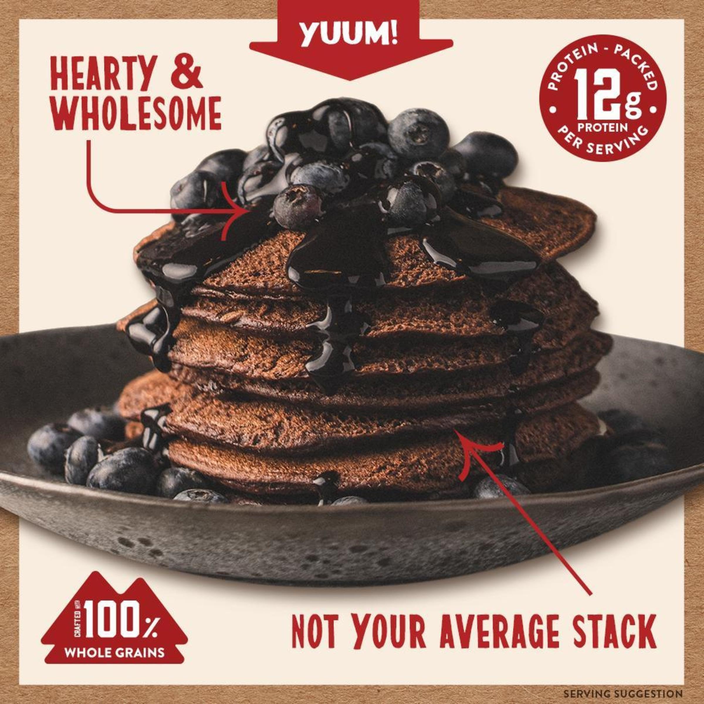 Non-GMO ingredients badge on Kodiak Cakes pack indicates clean label.