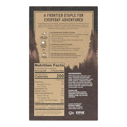 Kodiak Cakes oatmeal packets prepared in microwave or on stovetop.