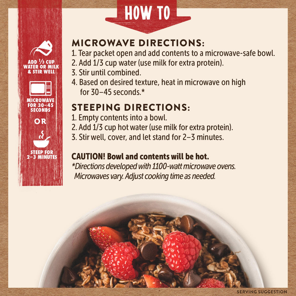 On-the-go Kodiak Cakes oatmeal packets for busy mornings.