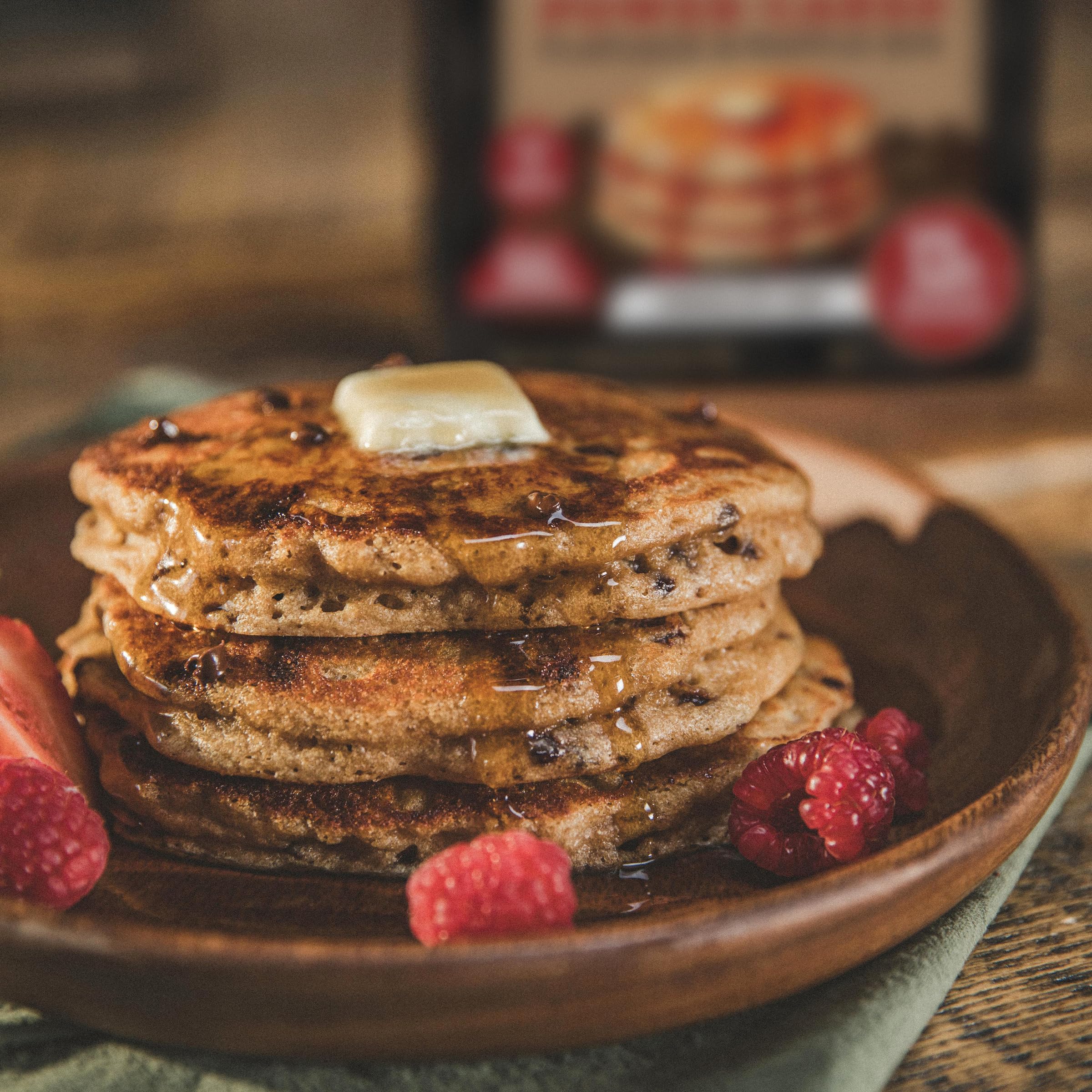 Outdoor camping breakfast with Kodiak Cakes on a portable stove.