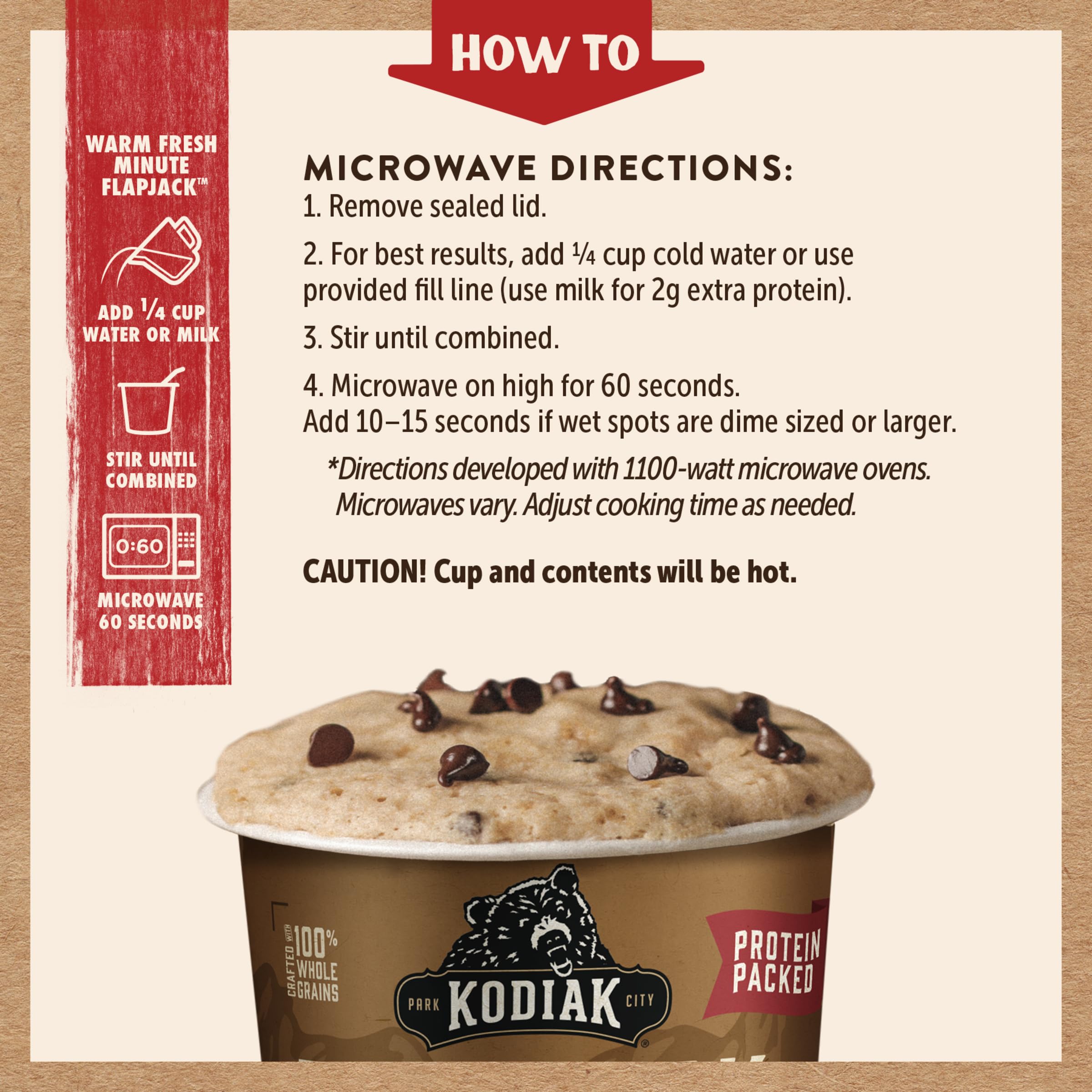 Kodiak Cakes Pancake On The Go finished bite showcasing hearty texture.
