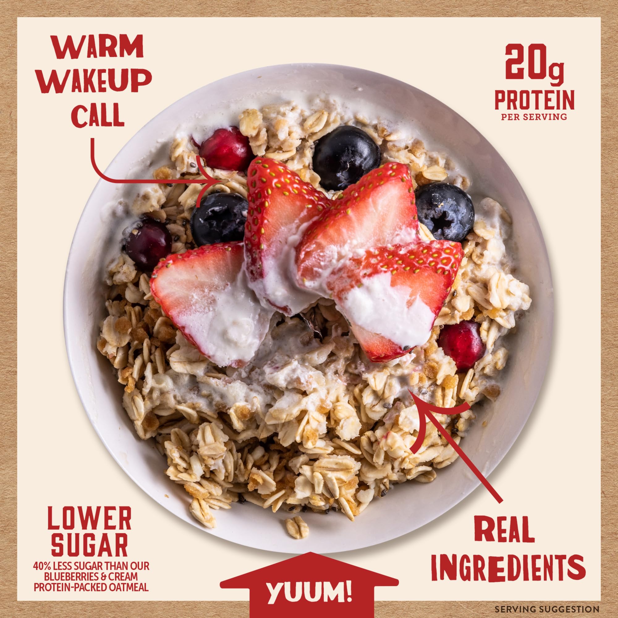Whole-grain ingredients in Kodiak Cakes Peak Oatmeal, highlighting 100% oats.