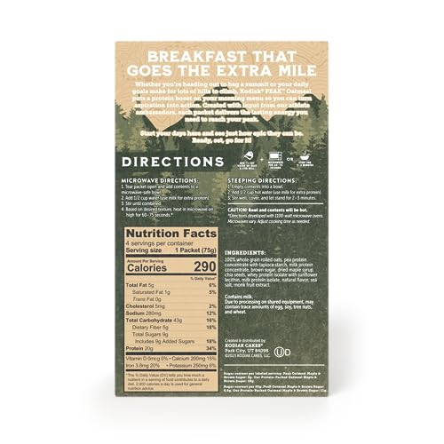 Kodiak Cakes Peak protein oatmeal packets ready to mix for quick morning energy