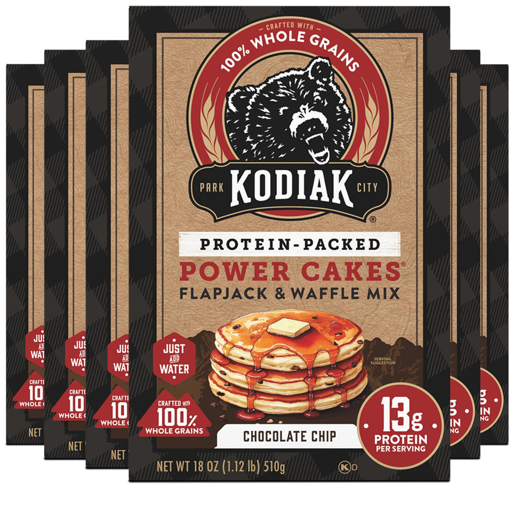 Kodiak Cakes Power Cakes Chocolate Chip pack 6 front, a protein-packed breakfast option.